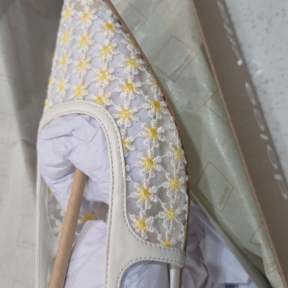💛🔹️ Dolce Vita 🔹️Pamie Floral White Floral Mesh Women's Slingback Flats - Picture 10 of 12